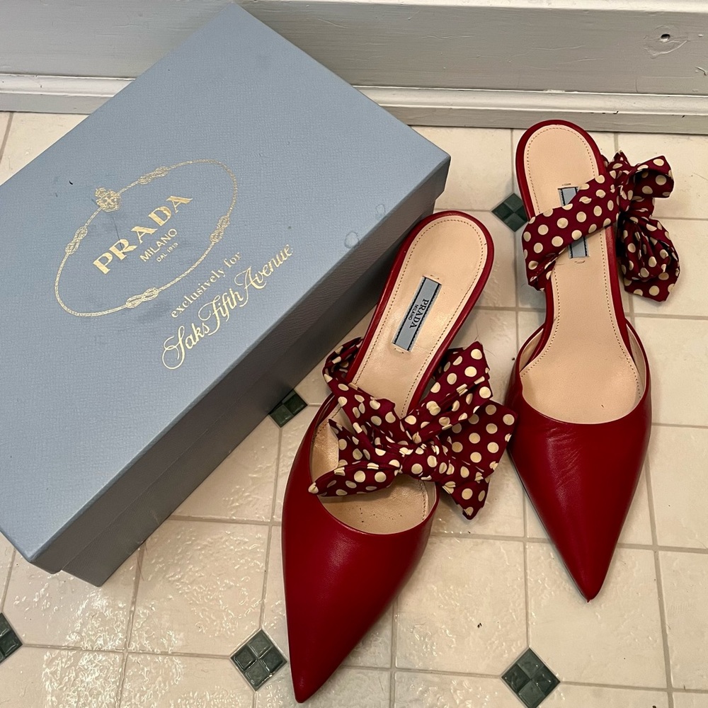 Prada red leather heels
